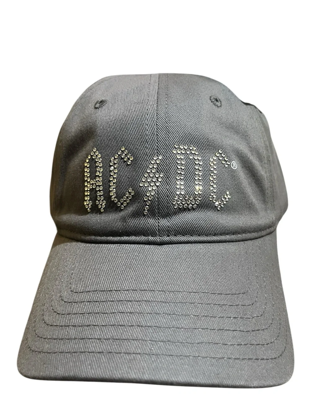AC/DC Gray Crystal-Embellished Baseball Hat - Picture 1 of 5